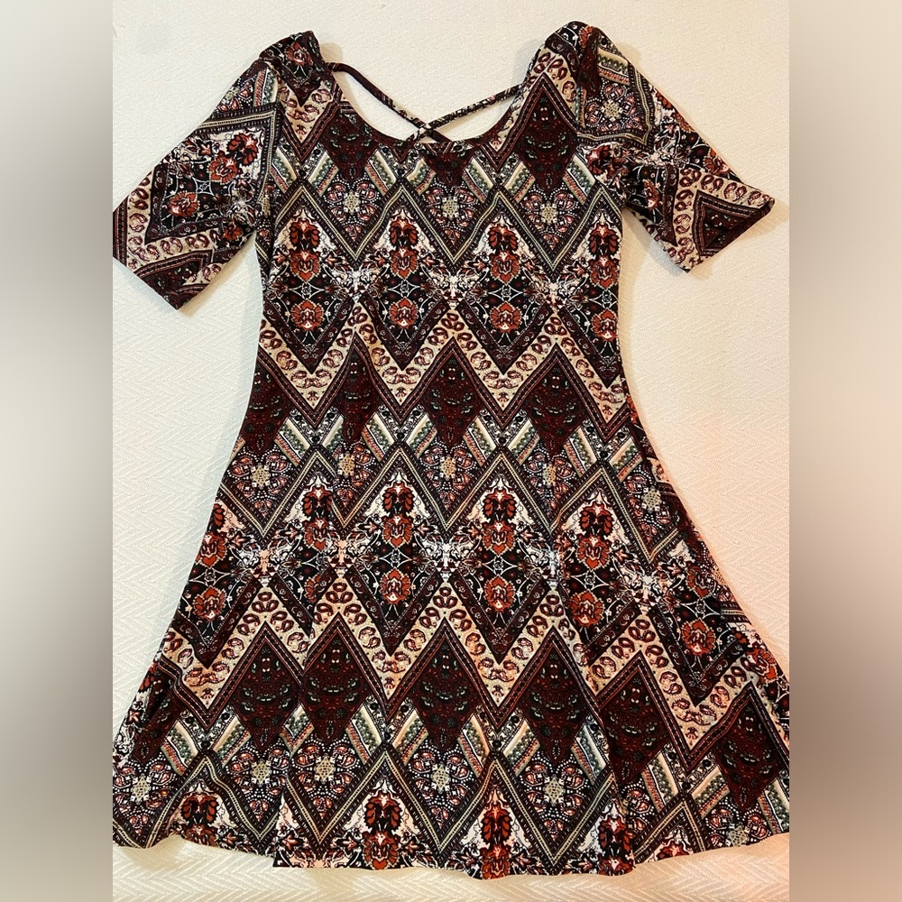Floral Dress - Red/Maroon/Black - Size Medium - Fits Small